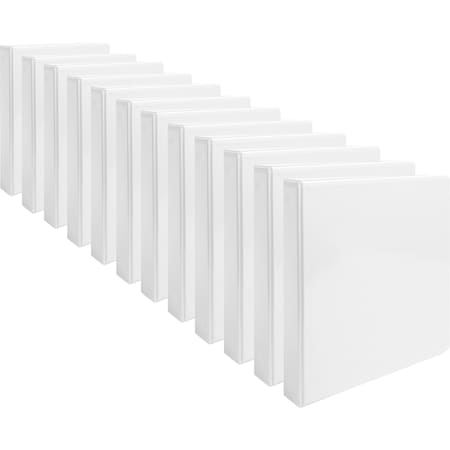 Business Source 1" View Binder, 225 Sheet Capacity, Round Ring, White, PK12 BSN09953CT